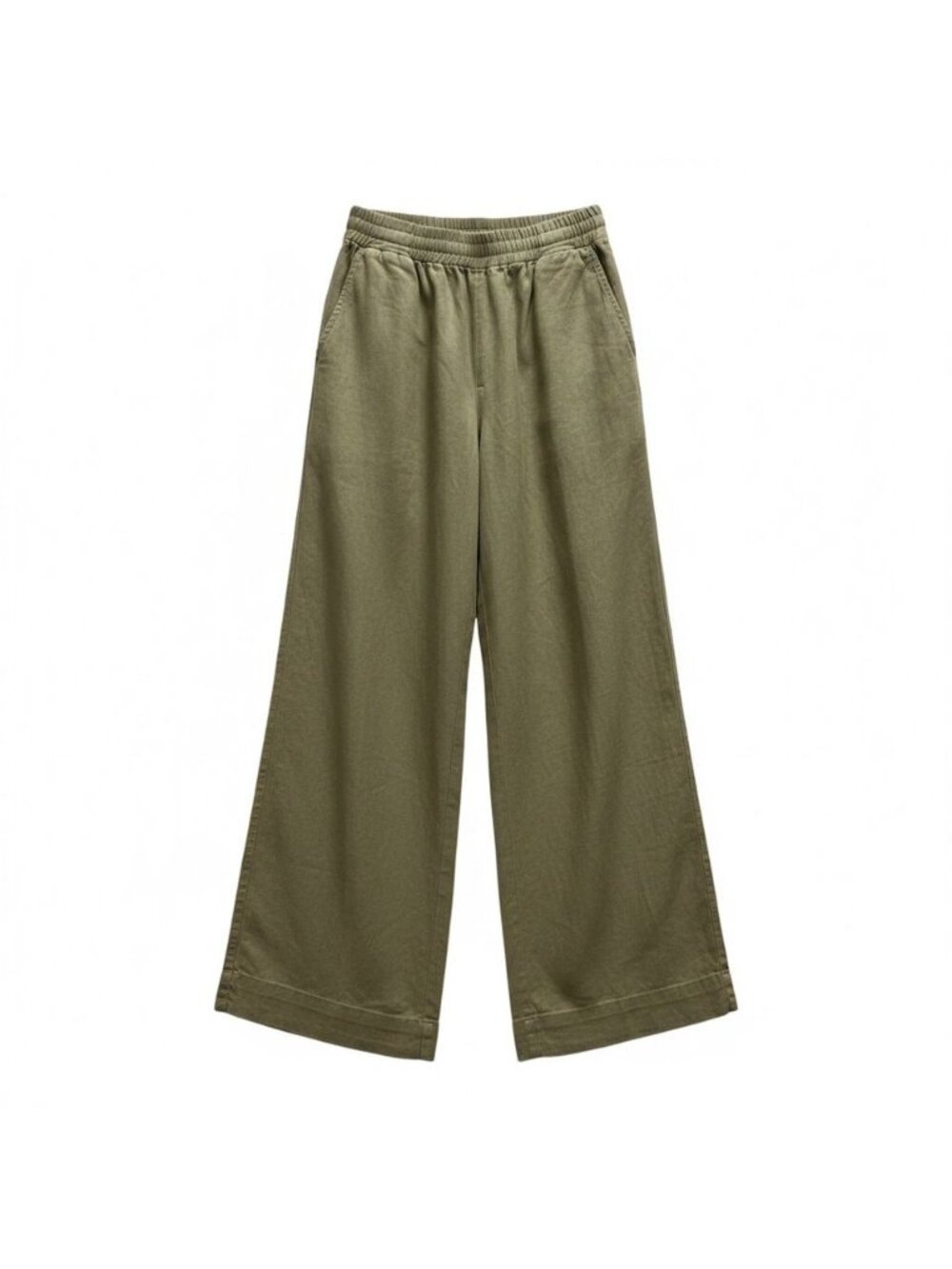 Old Navy Sage Khaki Green Linen Blend Wide Leg Pull on Pants Size MP